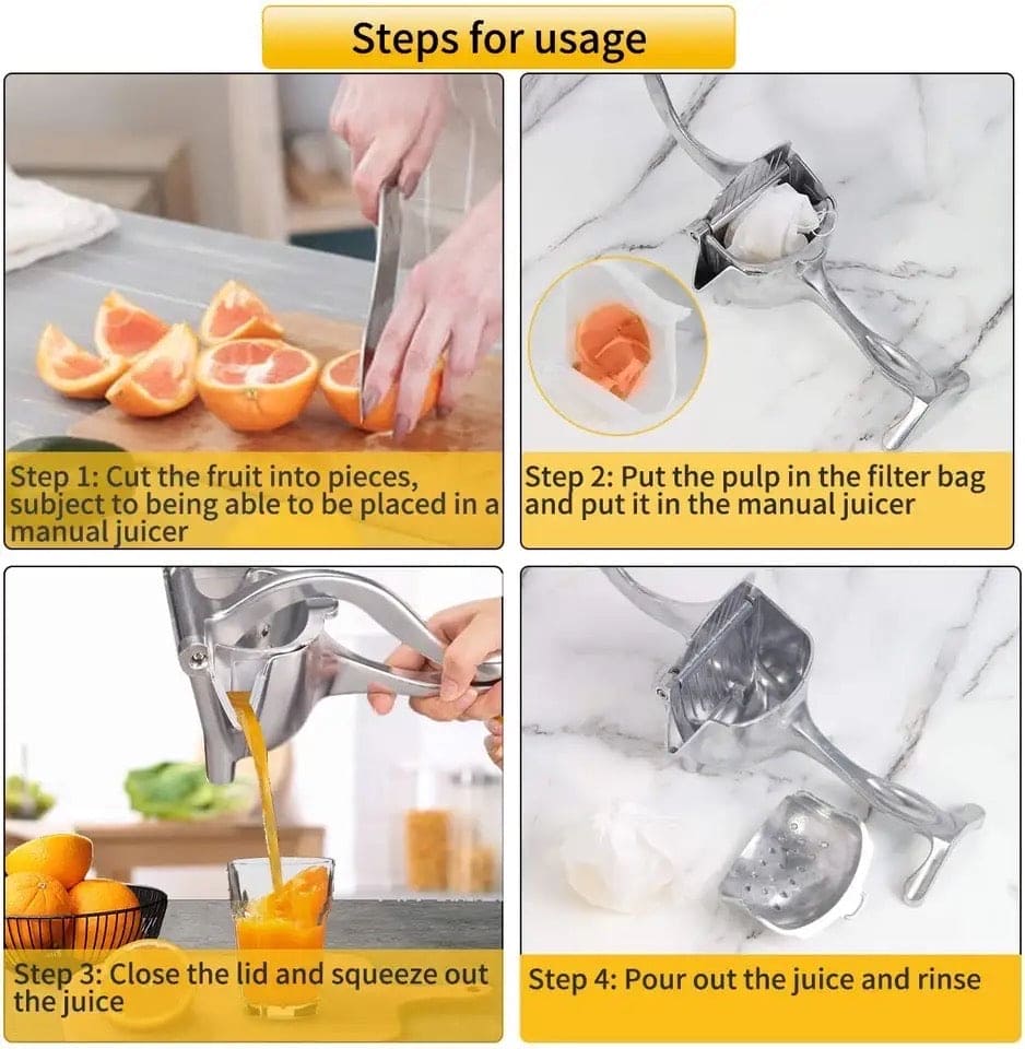 Manual Juice Squeezer, Portable Aluminum Alloy Hand Pressure Juicer