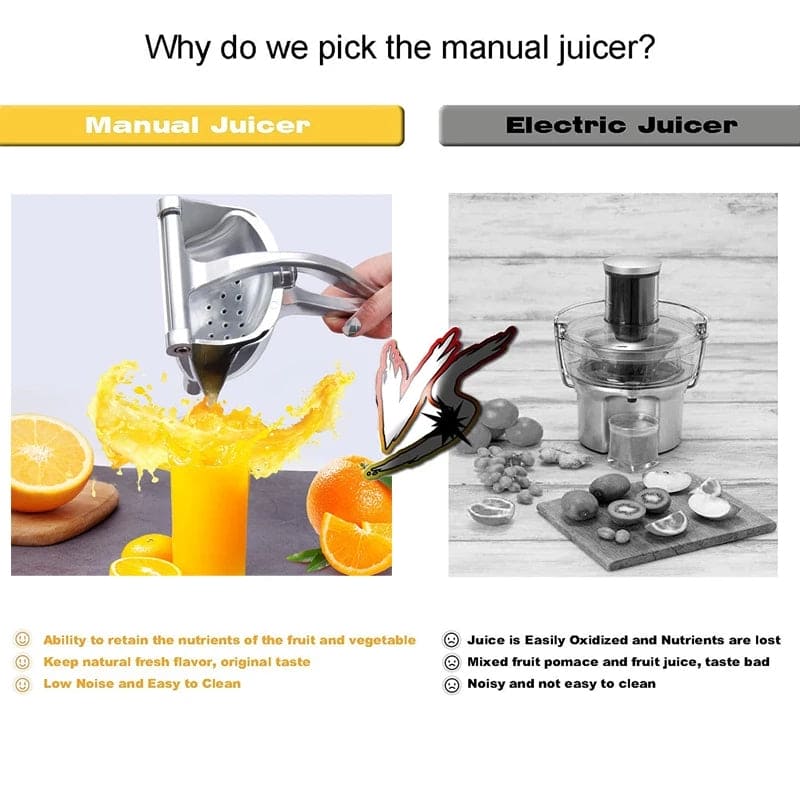 Manual Juice Squeezer, Portable Aluminum Alloy Hand Pressure Juicer